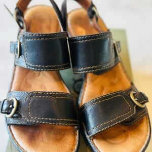 Born Black and Brown Leather Sandals